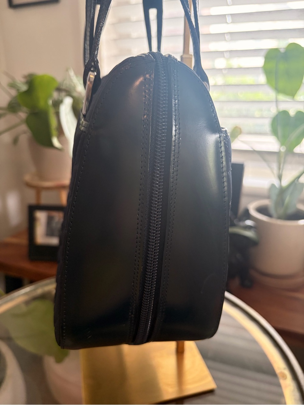 Vintage BALLY Black Quilted Nylon & Leather Satchel Shoulder Bag NWT - Picture 4 of 13
